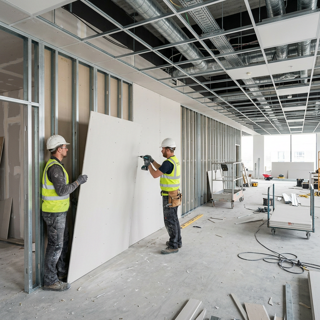Commercial dry lining installation
